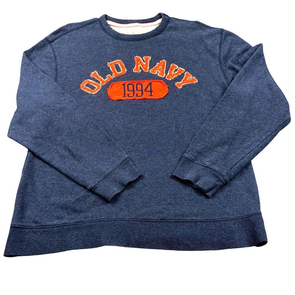 Vintage Old Navy 1994 Mens Lg.‎ Blue Crew Neck Pullover Sweatshirt Y2K Retro